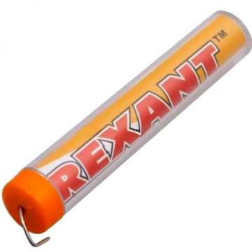 Припой ПОС-61 с канифолью 10 грамм диаметр 1.0 мм, в колбе Rexant